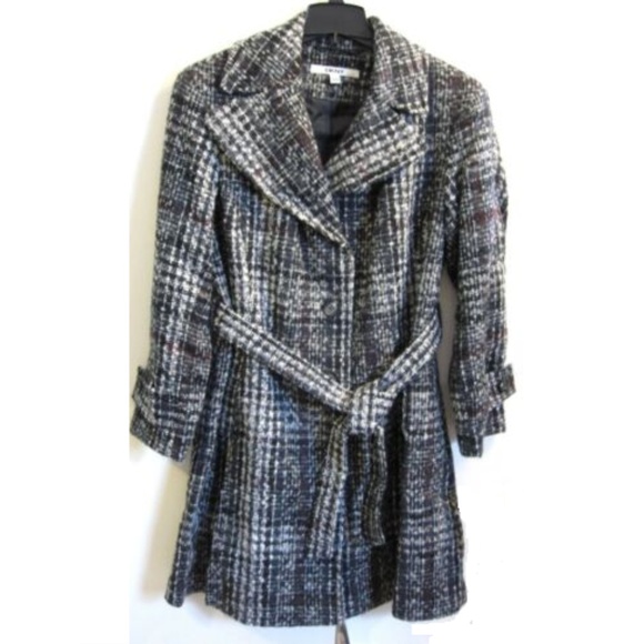 DKNY Plaid Wool Blend Tweed Coat Plus Size 16 W - Picture 1 of 4